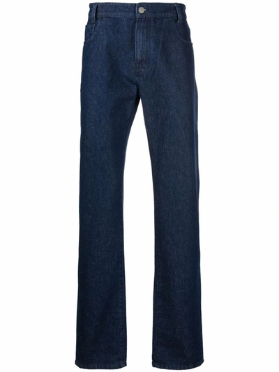 Shop Raf Simons Logo-patch Bootcut Jeans In Blue