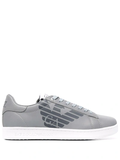 Shop Ea7 Logo Low-top Trainers In Grey