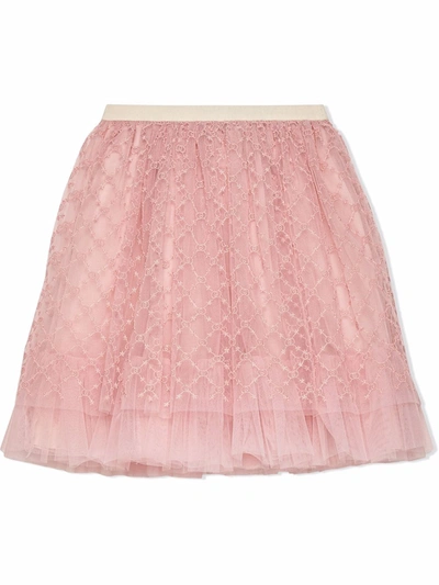 Shop Gucci Gg Star Tulle Skirt In Pink
