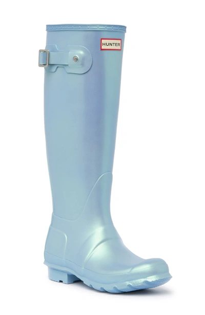 Shop Hunter Original Tall Nebula Rain Boot In Blue / Blue Thistle
