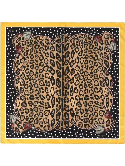 Shop Dolce & Gabbana Leopard-print Silk Scarf In Braun