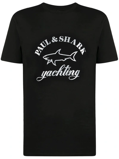 Shop Paul & Shark Logo-print Cotton T-shirt In Schwarz