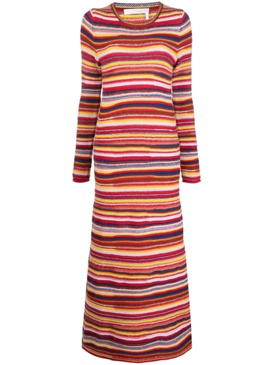 Shop Chloé Horizontal-stripe Knitted Dress In Rot
