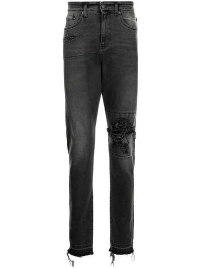 Shop Val Kristopher Distressed Straight-leg Jeans In Schwarz