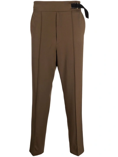 Shop Agnona Piped-trim Wool Tailored Trousers In Braun