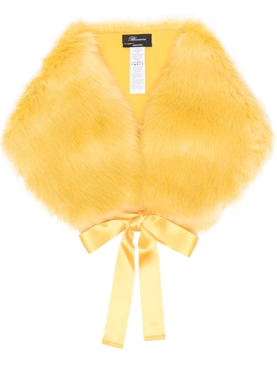 Shop Blumarine Faux-fur Roll-neck Scarf In Gelb