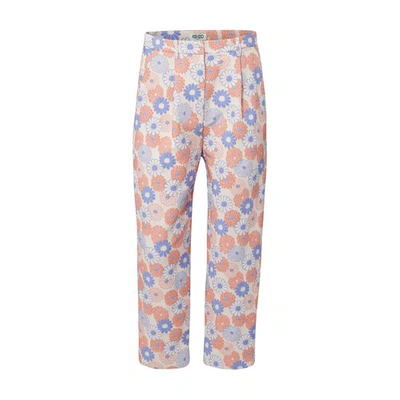 Shop Kenzo Flower-patterned Trousers In Faded Pink