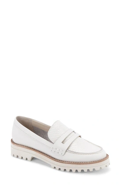 Shop Dolce Vita Aubree Croc Embossed Loafer In White Leather