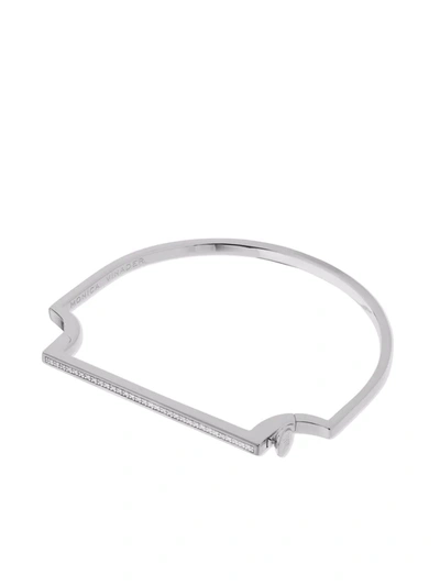 Shop Monica Vinader Signature Skinny Diamond Bangle In Silber