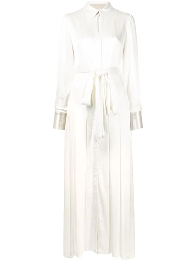 Shop Baruni Belted Gown Dress In Weiss