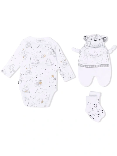 Shop Givenchy Teddy-print Constellation Babygrow Set In White
