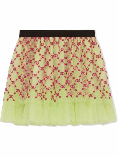Shop Gucci Gg Star Tulle Skirt In Green