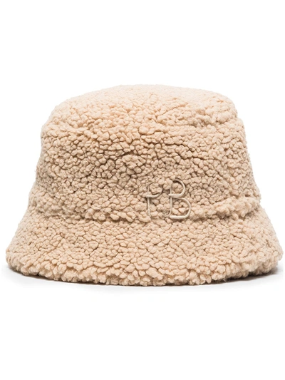 Shop Ruslan Baginskiy Teddy Faux-shearling Bucket Hat In Nude