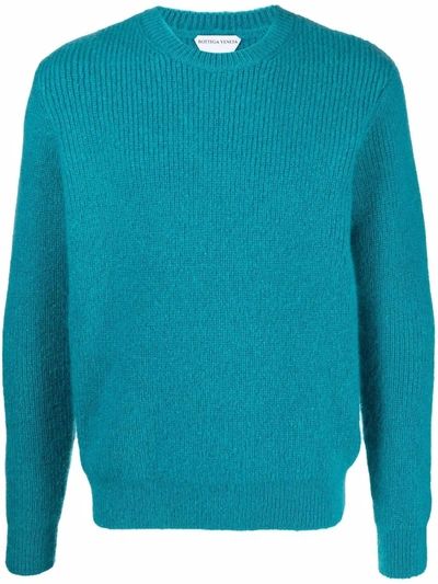 Shop Bottega Veneta Metallic-sheen Purl-knit Jumper In Blau