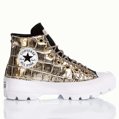 Shop Converse Women's Gold Faux Leather Hi Top Sneakers