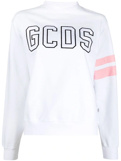 Shop Gcds Women's White Cotton Sweatshirt