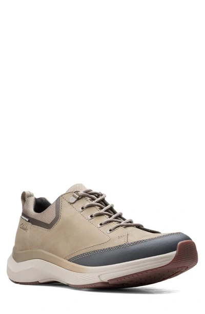Shop Clarksr Wave 2.0 Vibe Sneaker In Beige Tumbled Leather