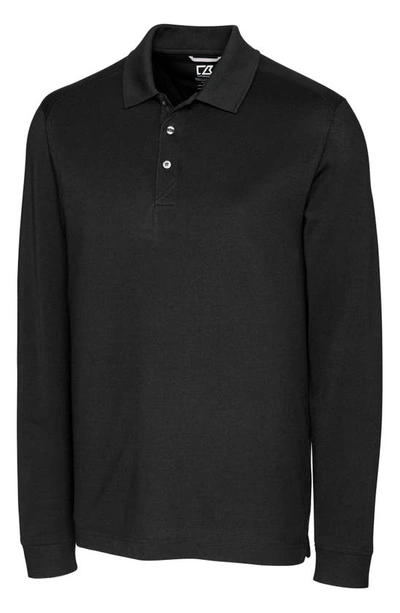 Shop Cutter & Buck Advantage Long Sleeve Pique Performance Polo In Black