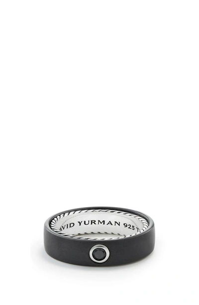 Shop David Yurman Streamline(r) Band Ring With Black Diamond In Black Titanium And Silver