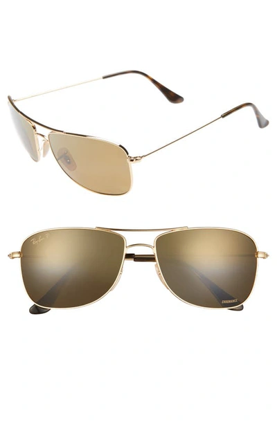 Shop Ray Ban Tech 59mm Polarized Sunglasses In Gold Gradient Mirror