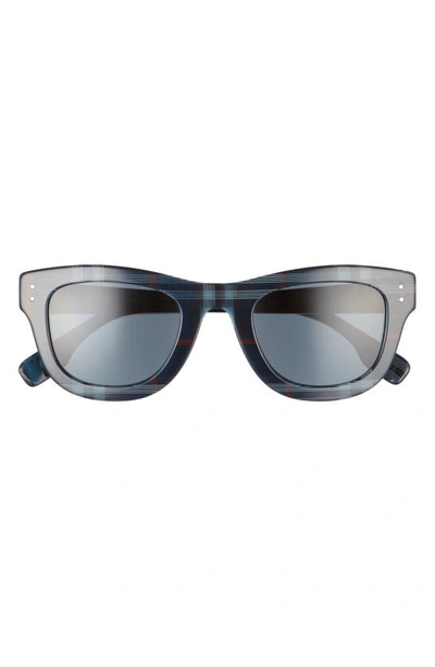 Shop Burberry 49mm Square Sunglasses In Navy Check/ Dark Grey