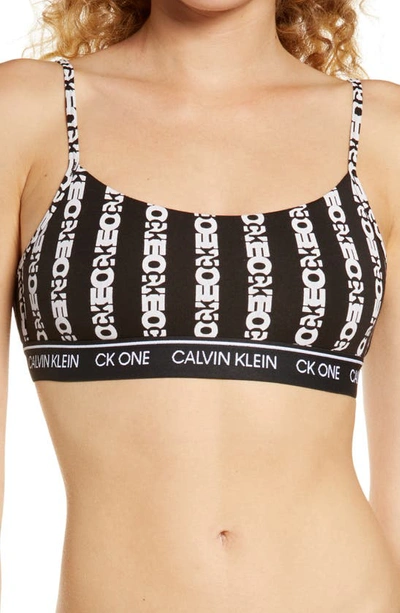 Shop Calvin Klein Ck One Bralette In One Logo Stripe Black