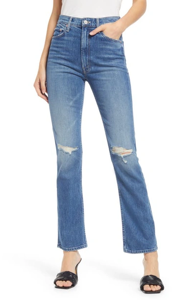 Shop Mother Rider Skimp High Waist Straight Leg Jeans In Playing With Scissors