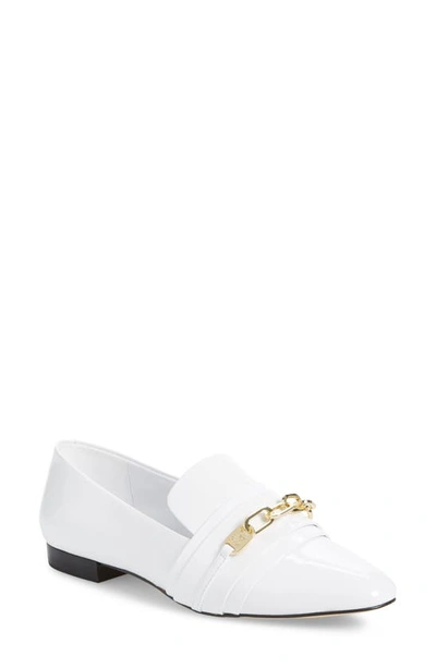 Shop Karl Lagerfeld Nikki Buckle Patent Leather Loafer In Bright White Patent Leather