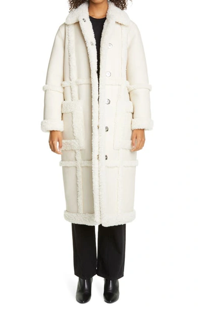 Shop Stand Studio Patrice Long Faux Shearling Coat In Off White/ Off White