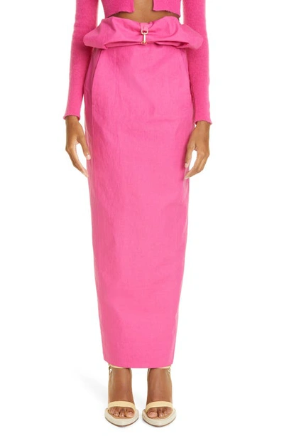 Shop Jacquemus La Jupe Terra Linen Maxi Skirt In Pink