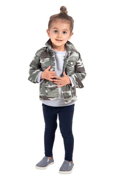 Shop Ingrid & Isabelr Kids' Babe Camo Jacket In Green Camo Print
