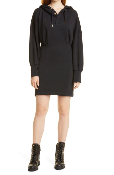 Shop Ba&sh Vara Hooded Sweatshirt Dress In Noir