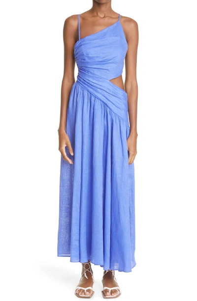 Shop Zimmermann Tropicana Asymmetric Cotton Dress In Electric Blue