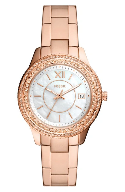 Shop Fossil Stella Crystal Bezel Bracelet Watch, 37mm In Gold