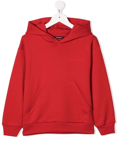 Shop Balenciaga Rear Logo-print Hoodie In Red