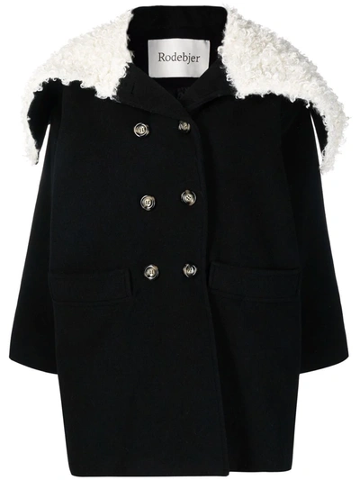 Shop Rodebjer Double-breasted Wool Coat In Black