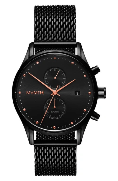 Shop Mvmt Voyager Mesh Strap Watch, 42mm In Black/ Rose Gold