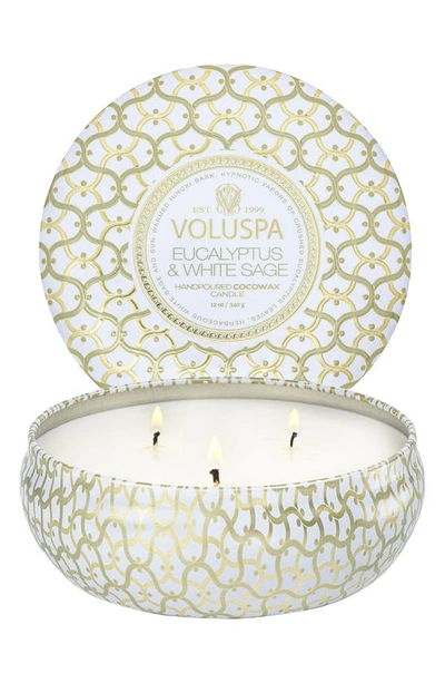 Shop Voluspa Eucalyptus & White Sage Three-wick Tin Candle