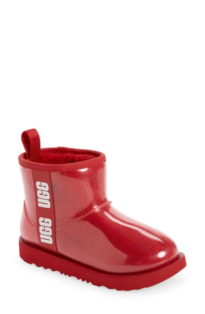 Shop Ugg Mini Classic Ii Waterproof Clear Boot In Samba Red Metallic Sparkle