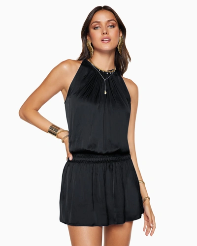 Shop Ramy Brook Shiny Paris Sleeveless Mini Dress In Black