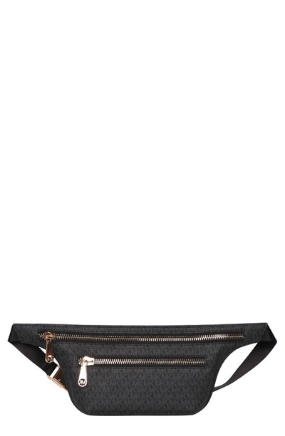 Shop Michael Kors Faux Leather Belt Bag In Black