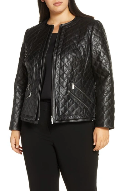 Shop Lafayette 148 Tanner Quilted Leather Jacket In Black