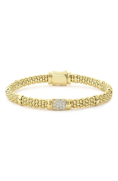 Shop Lagos Caviar Gold Diamond Bracelet In Yellow Gold