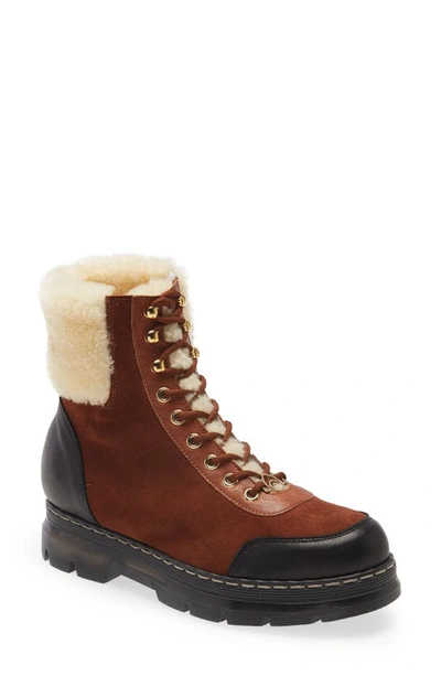 Shop Brother Vellies Alps Genuine Shearling Lined Hiker Boot In Whiskey
