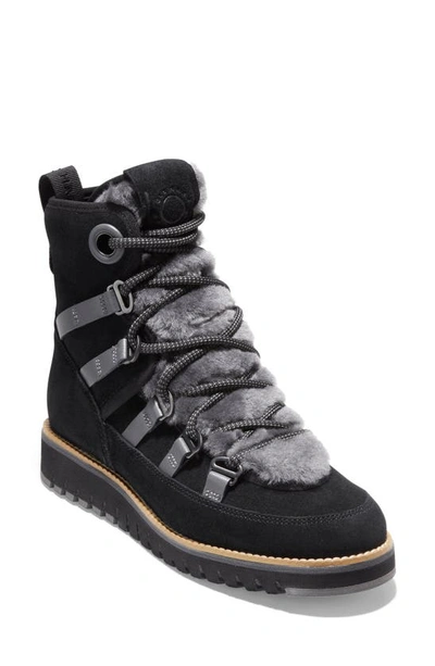 Shop Cole Haan Zerogrand Luxe Water Resistant Hiker Boot In Black Suede/ Smokey Grey
