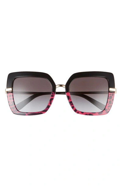 Shop Dolce & Gabbana 52mm Square Sunglasses In Black/ Pink/ Light Grey