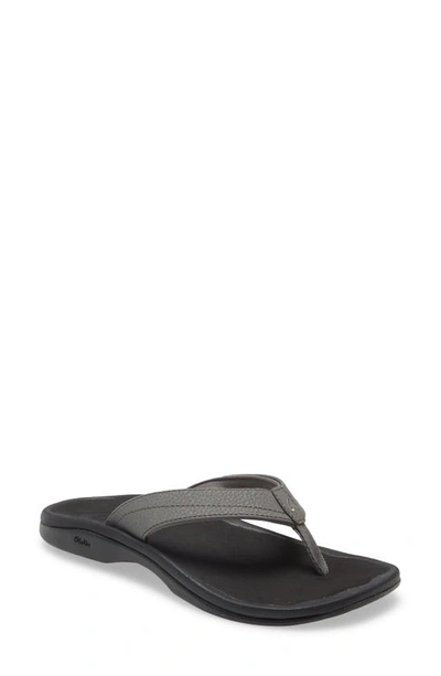 Shop Olukai Ohana Flip Flop In Charcoal/ Onyx