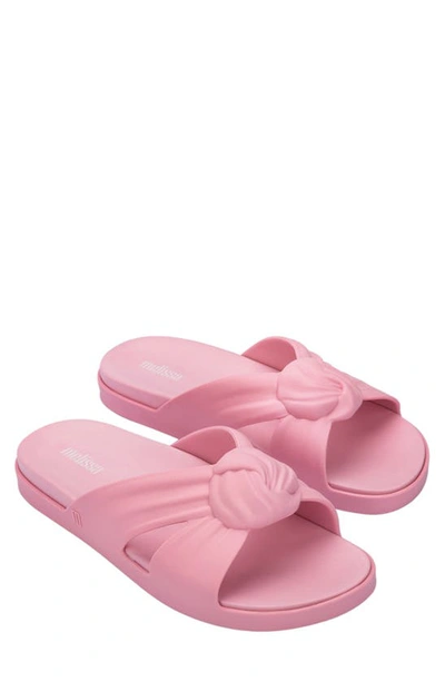 Shop Melissa Plush Knotted Slide Sandal In Pink/ Pink