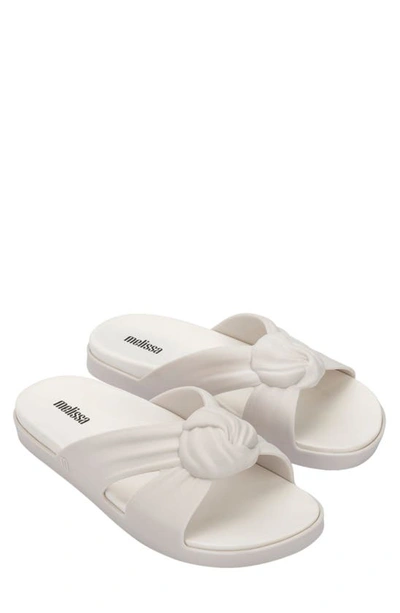 Shop Melissa Plush Knotted Slide Sandal In White