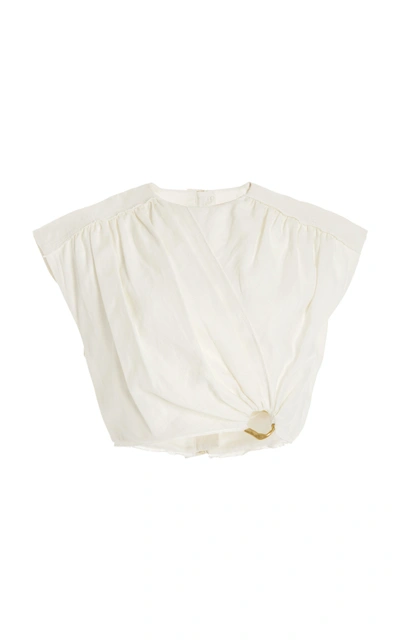 Shop Aje Women's Byblos Ring-detailed Linen Crop Top In Ivory